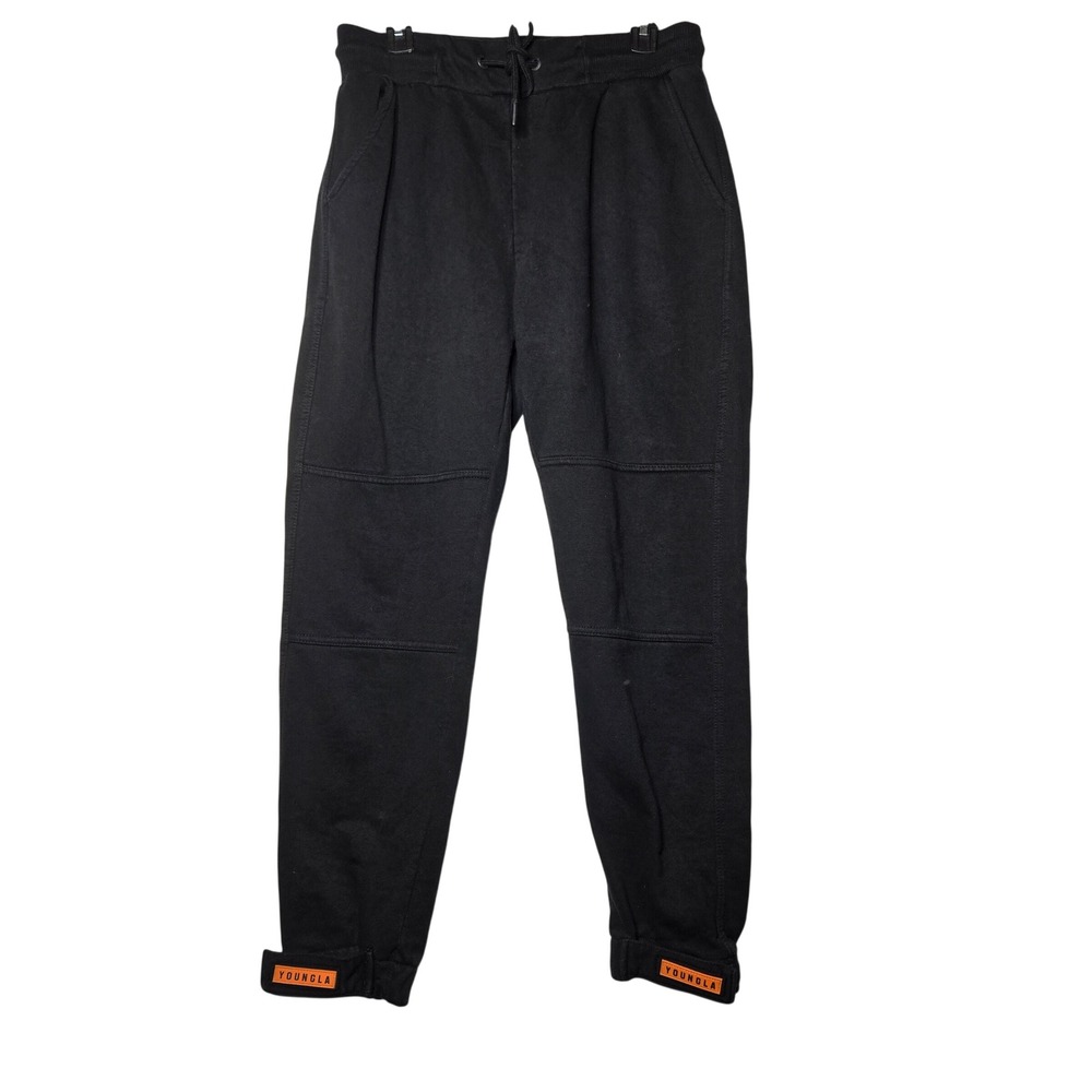 YoungLA Black Ankle Strap‎ Jogger Sweatpants Large Active Athletic Gym Lifting